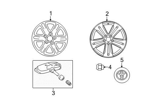 2010 Toyota Highlander Wheels, Covers & Trim Diagram