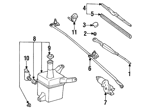 1992 Toyota Celica Windshield Wiper Blade Assembly Diagram for 85220-3A270