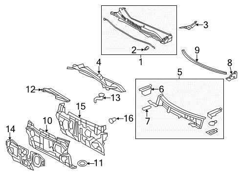 2016 Toyota Avalon Seal, Front Fender To COWL Side Diagram for 53866-07010