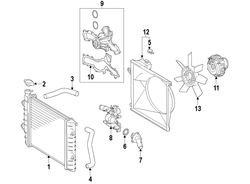 2009 Toyota Tacoma Cooling System, Radiator, Water Pump, Cooling Fan Diagram 1 - Thumbnail