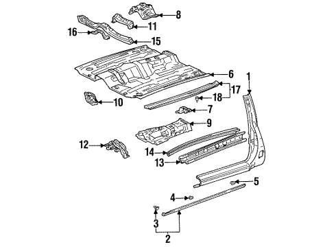 1992 Toyota Paseo Reinforce Sub-Assembly, Seat Belt Anchor Diagram for 58027-16040