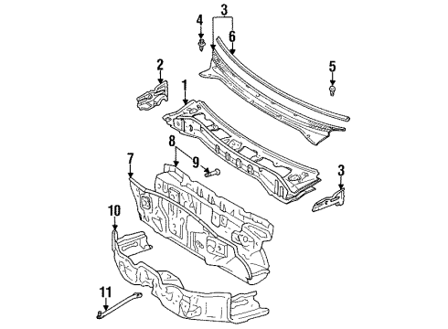 1997 Toyota Tercel Cowl Diagram