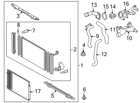 2010 Toyota Sienna Radiator & Components Diagram