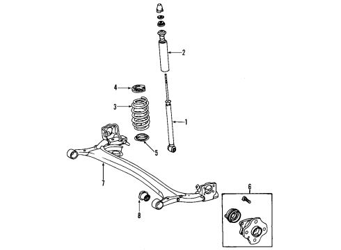 2005 Scion xA Rear Axle, Suspension Components Diagram