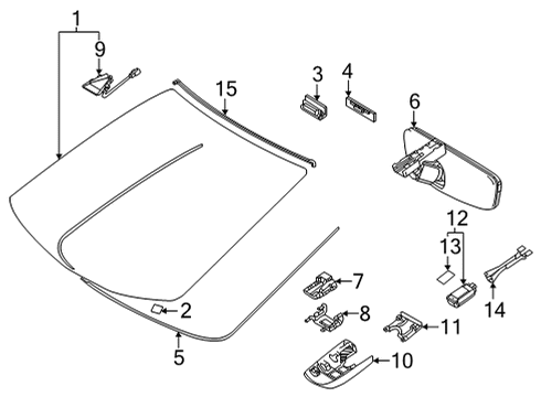 2019 Toyota Mirai Glass, Reveal Moldings Diagram