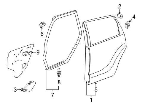 2013 Toyota Matrix Weatherstrip, Rear Door, LH Diagram for 67872-02170