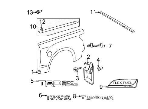 2012 Toyota Tundra Exterior Trim - Pick Up Box Diagram 2 - Thumbnail