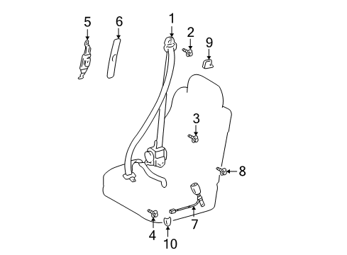 2003 Toyota Highlander Belt Assy, Rear Seat, Inner Diagram for 73380-48020-C0