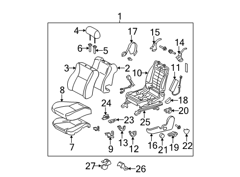 2005 Toyota Solara Front Seat Back Cover, Right(For Separate Type) Diagram for 71073-AA700-A1