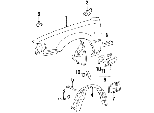 1993 Toyota Camry Moulding, Front Fender, Lower Rear RH Diagram for 75617-33010