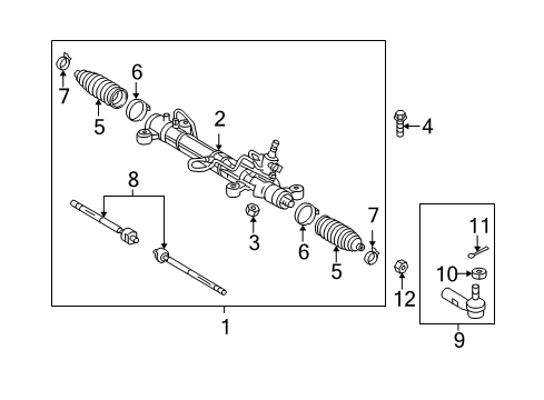 2008 Toyota Matrix P/S Pump & Hoses, Steering Gear & Linkage Diagram 2 - Thumbnail