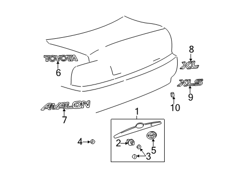 2004 Toyota Avalon Rear Body Name Plate, No.1 Diagram for 75471-07010