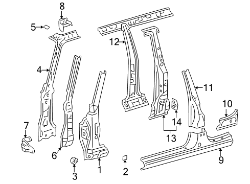 1996 Toyota RAV4 Pillar Sub-Assy, Front Body, Inner LH Diagram for 61024-42041