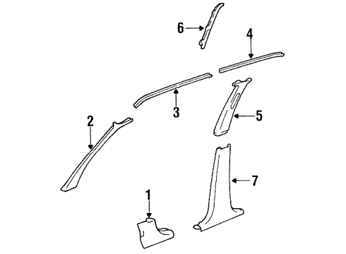 1993 Toyota Tercel Garnish, Center Pillar, Lower LH Diagram for 62414-16030-W4