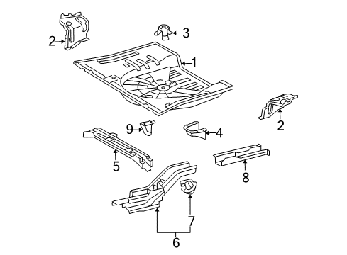 2005 Scion xA Sidemember Extension, Rear Passenger Side Diagram for 57801-52070