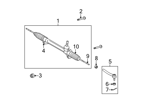 2010 Toyota Highlander Steering Column & Wheel, Steering Gear & Linkage Diagram 7 - Thumbnail