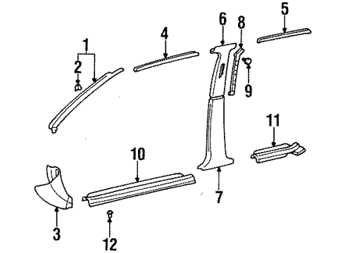 1995 Toyota Tercel Interior Trim - Pillars, Rocker & Floor Diagram