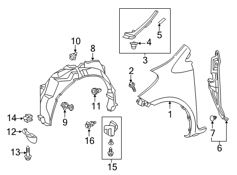 2015 Scion iQ Fender & Components Diagram