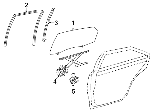 2013 Toyota Avalon Run, Rear Door Glass Diagram for 68152-07010