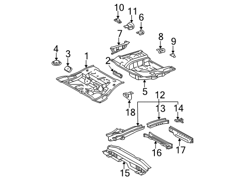 2001 Toyota Avalon Rear Body - Floor & Rails Diagram