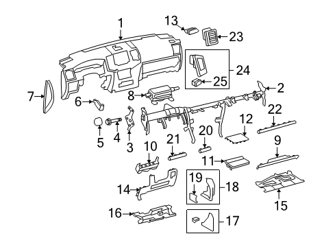 2008 Toyota Land Cruiser Cluster & Switches, Instrument Panel Diagram 1 - Thumbnail