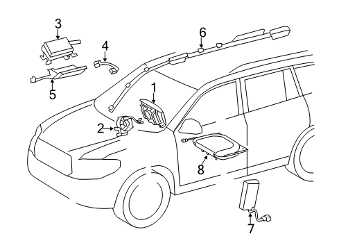 2019 Toyota Highlander Air Bag Components Diagram