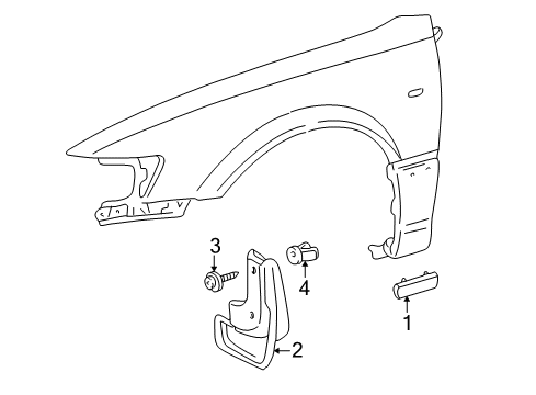 1999 Toyota Solara Mudguard Sub-Assy, Front Fender, LH Diagram for 76622-06010-D0