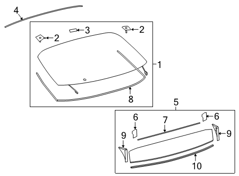 2019 Toyota Prius Glass Sub-Assembly, Back Diagram for 68105-47280