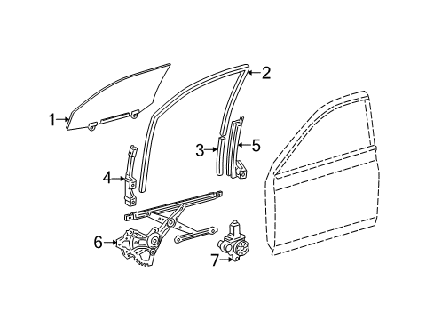 2009 Toyota Avalon Front Door - Glass & Hardware Diagram