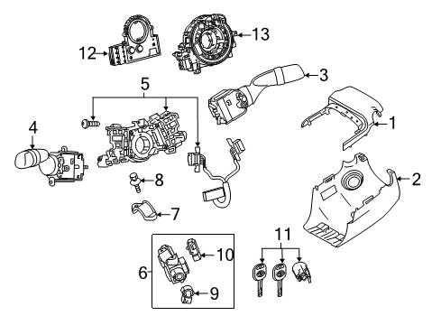 2018 Toyota Camry Shroud, Switches & Levers Diagram