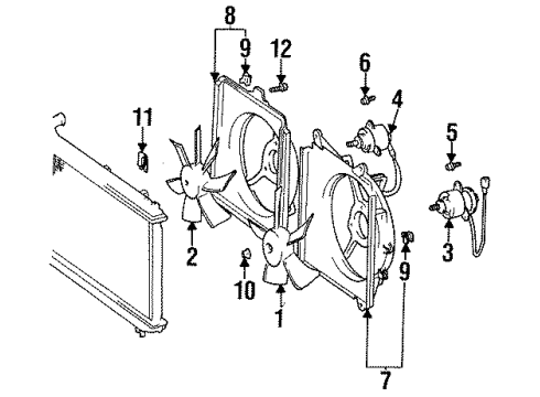 1995 Toyota Camry Motor, Cooling Fan Diagram for 16363-0A011