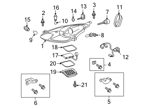 2005 Toyota Celica Packing, Headlamp Leveling Motor Base Diagram for 90075-99120