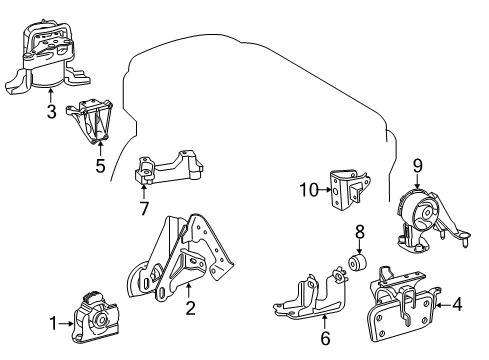 2014 Toyota RAV4 Engine & Trans Mounting Diagram