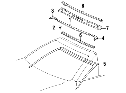 1997 Toyota Paseo Weatherstrip, Convertible Roof, Front Diagram for 63251-0W031