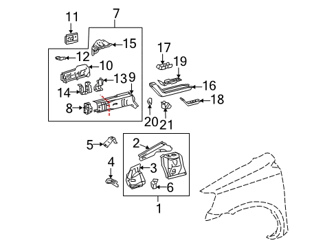 2006 Scion xA Gusset, Passenger Side Diagram for 53717-52030