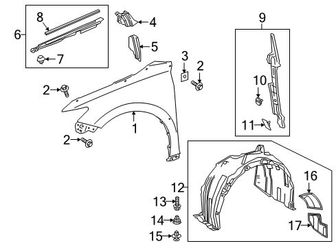 2020 Toyota Camry Fender & Components Diagram