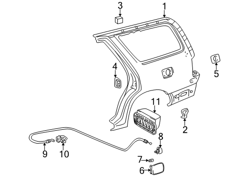 1996 Toyota 4Runner Fuel Door Diagram