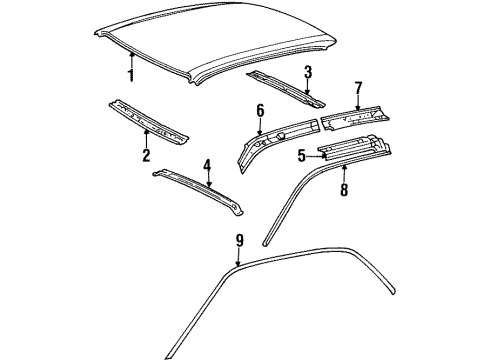 1997 Toyota Tercel Roof & Components, Exterior Trim, Body Diagram 1 - Thumbnail