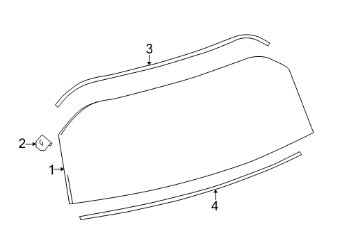 2014 Toyota Prius C Clip, Back Window Glass Diagram for 64828-52100