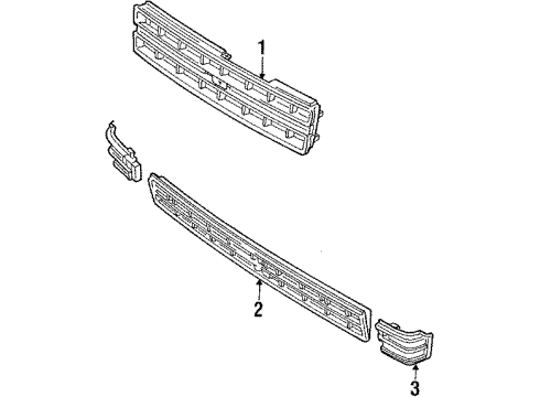 1988 Toyota Tercel Radiator Grille Sub-Assembly Diagram for 53111-16070