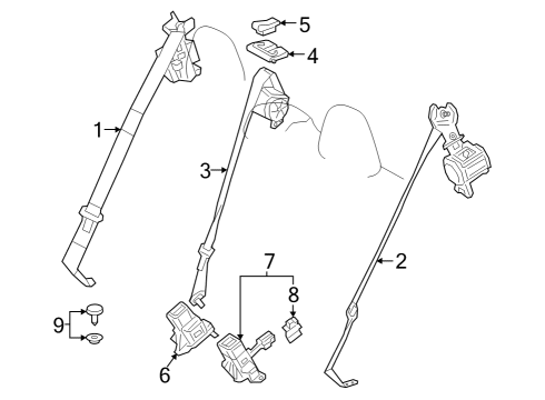 2023 Toyota GR Corolla Rear Seat Belts Diagram