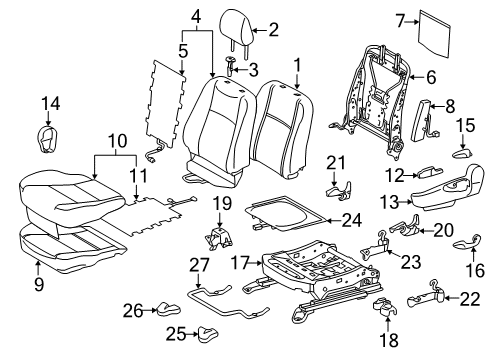 2012 Toyota Prius C Cover, Seat Track Bracket Diagram for 72128-52010-C0