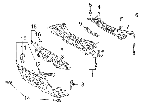 2000 Toyota MR2 Spyder Cowl Diagram