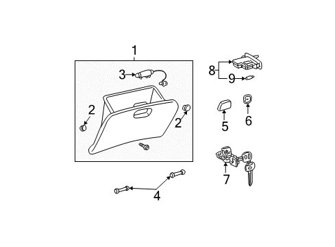 2006 Toyota Highlander Stopper Sub-Assy, Glove Compartment Door Diagram for 55054-48020