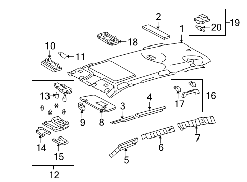 2009 Toyota RAV4 Cover, Visor Bracket Diagram for 74318-52020-E1