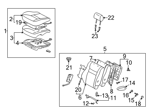 2001 Toyota Highlander Front Seat Back Cover, Left(For Separate Type) Diagram for 71074-48300-A1