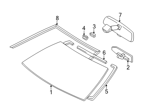 2005 Toyota Celica Windshield Glass, Reveal Moldings Diagram