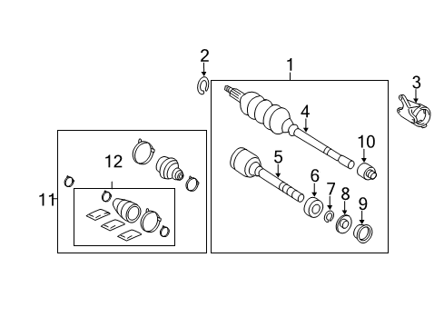 2009 Toyota Avalon Drive Axles - Front Diagram