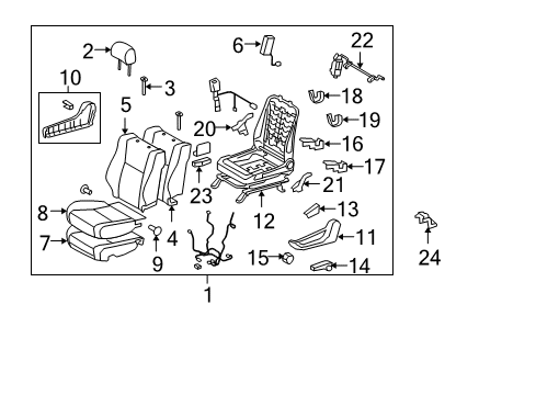 2008 Toyota Tundra Driver Seat Components Diagram 1 - Thumbnail