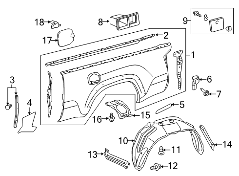 2021 Toyota Tacoma Front & Side Panels Diagram 2 - Thumbnail